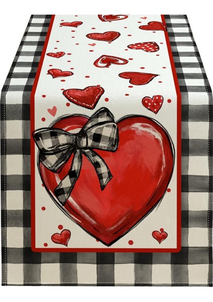 Sevgililer Günü Masa Koşucu, Kırmızı Kalp Polka Dotları Dekoratif Çiftlik Evi Masa Mutfak Yemek Dekorasyonu 33 x 275CM B (Yurt Dışından)