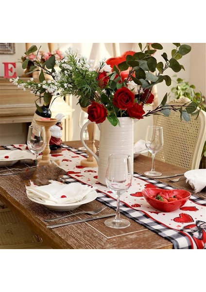 Sevgililer Günü Masa Koşucu, Kırmızı Kalp Polka Dotları Dekoratif Çiftlik Evi Masa Mutfak Yemek Dekorasyonu 33 x 275CM B (Yurt Dışından) modelleri