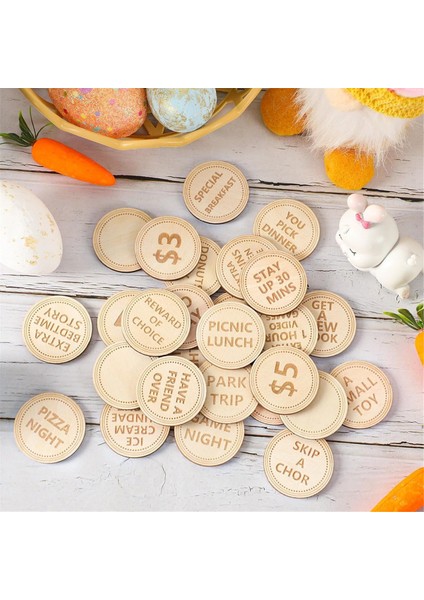 Çocuklar Paskalya Yumurta Dolgular- Ahşap Paskalya Ödül Jetonları, Paskalya Ödülleri Dolgulu Paralar, Aile Gecesi Tokenleri, Benzersiz Aile, B (Yurt Dışından) fırsatları