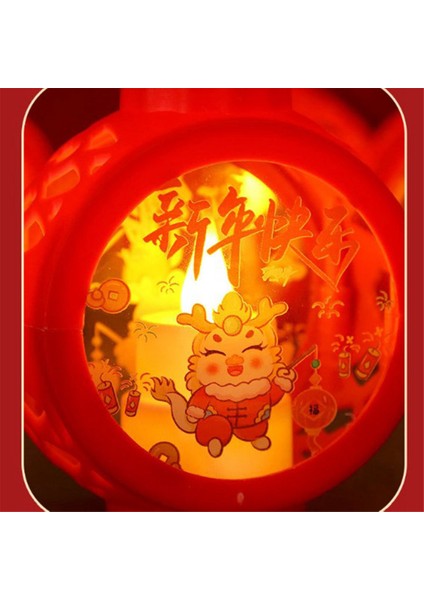 Çin Ay Yeni Yıl Fenerleri Ejderha Yeni Yıl Fener Yılı Fener Festivali El Lambası LED Işıklı Yuvarlak Rüzgar Feneri, A (Yurt Dışından) indirimleri
