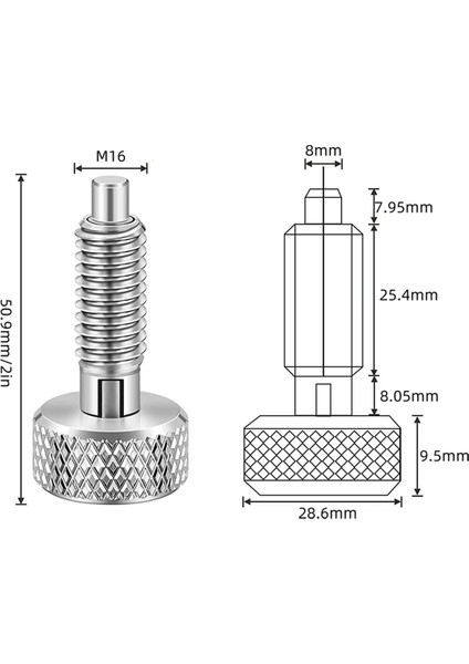 2pcs El Geri Çekilebilir Yay Piston, M16 Paslanmaz Çelik Hızlı Serbest Bırakma Pimi Kilit Pimi Somun ve Tuzlu Sap (Yurt Dışından) fiyatları