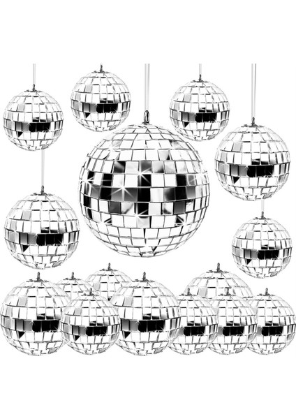 24 Adet Ayna Disko Topu Asılı, Cam Disko Topu Dekor, Gümüş Disko Dekorasyonları, Ip ile Disko Topu Süsleme (Yurt Dışından)