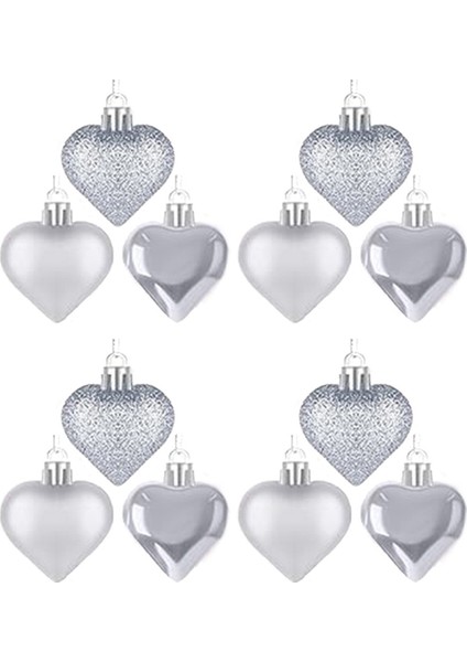 Sevgililer Günü Kalp Süsleri, Klasik Gümüş Kalp Şeklinde Asılı Baubles, Sevgililer Günü Kalp Dekorasyonu (Yurt Dışından)