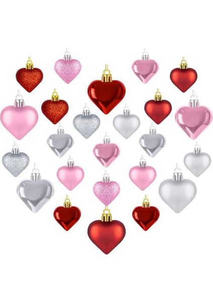 Sevgililer Günü Kalp Süsleri, Klasik Gümüş Kalp Şeklinde Asılı Baubles, Sevgililer Günü Kalp Dekorasyonu (Yurt Dışından) modelleri