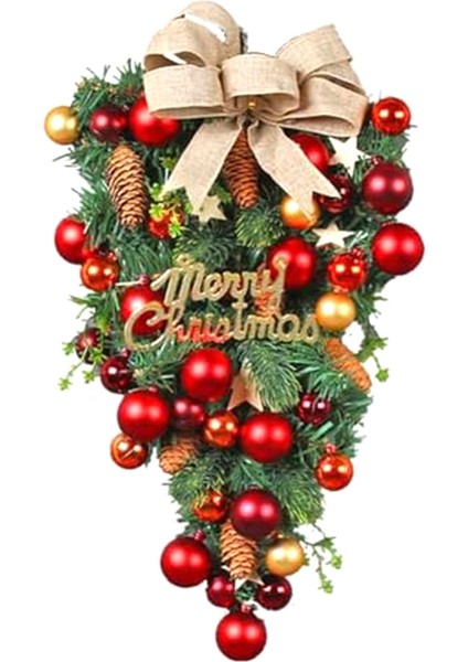 Noel Tardrop ve Çelenk Ön Kapı Kış Noel Merdiven Çelenk Noel Dekorasyon Süslemeleri Için Çelenk (Yurt Dışından)