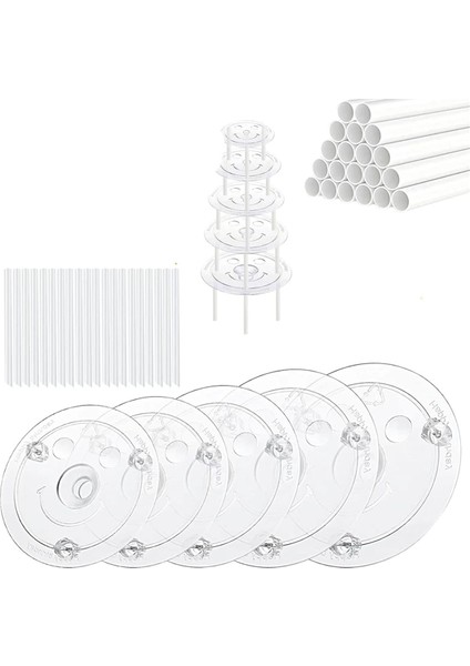40 Adet Plastik Kek Dübel Çubukları Seti, 4, 6, 8, 10,12 Inç Için Destek Çubukları ve 15 Berrak Kek Istiflemesi (Yurt Dışından)