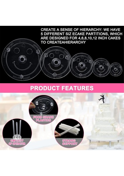 40 Adet Plastik Kek Dübel Çubukları Seti, 4, 6, 8, 10,12 Inç Için Destek Çubukları ve 15 Berrak Kek Istiflemesi (Yurt Dışından) indirimleri