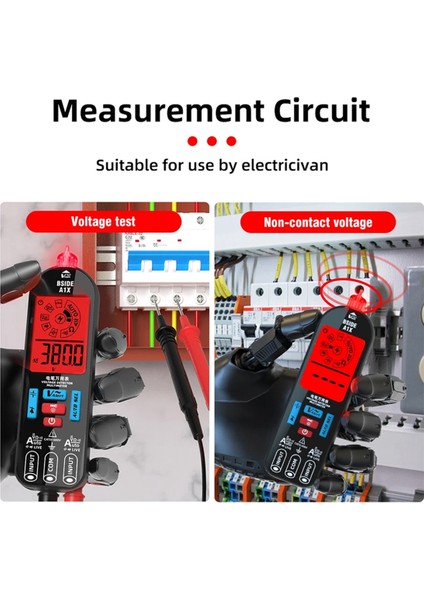 Bıde A1X Dijital Multimetre Elektrik Test Kalemi El Flashlight Canlı Tel Tanıma Sayaç Voltaj Direnci Diyot Ncv Test Cihazı (Yurt Dışından)