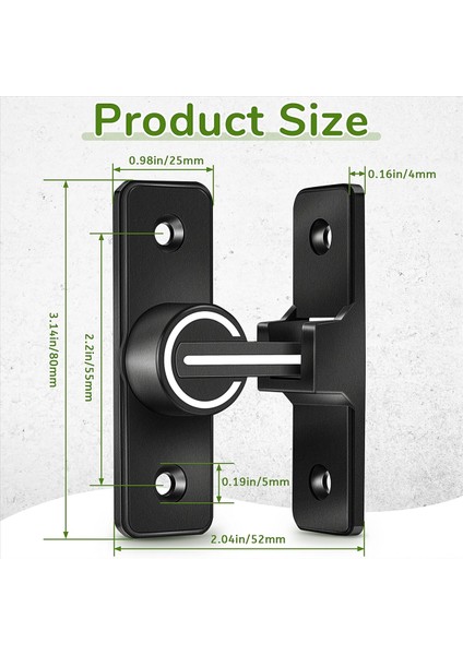 Barn Kapı Kilidi Donanımı, 90 Derece Ağır Hizmet Kapısı Mandalları Flip Mandal Güvenlik Kapısı Cıvatası Mandal Kilidi 1 Paket (Yurt Dışından)