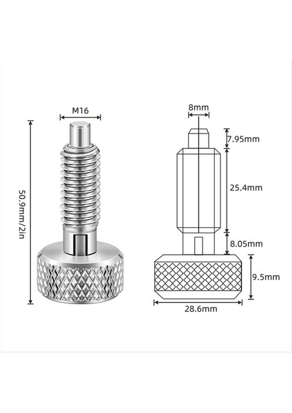 2pcs El Geri Çekilebilir Yay Piston, M16 Paslanmaz Çelik Hızlı Serbest Bırakma Pimi Kilit Pimi Somun ve Tuzlu Sap (Yurt Dışından) fiyatları
