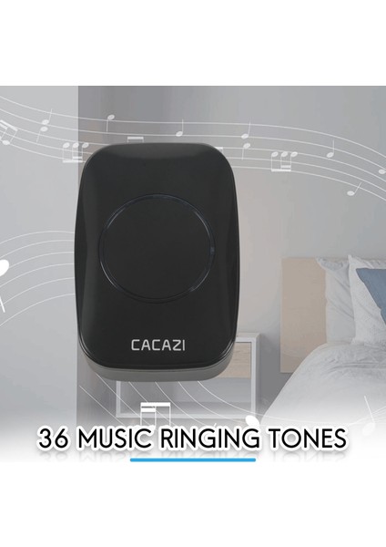 Cacazi Su Geçirmez Kablosuz Kapı Zili Dc Pille Çalışan 300M Uzak LED Yanıp Sönen Hafif Akıllı Ev Kablosuz Kapı Zili (Yurt Dışından) modelleri