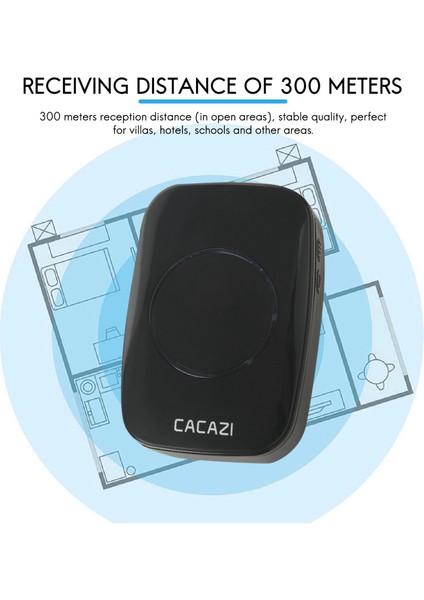 Cacazi Su Geçirmez Kablosuz Kapı Zili Dc Pille Çalışan 300M Uzak LED Yanıp Sönen Hafif Akıllı Ev Kablosuz Kapı Zili (Yurt Dışından) fırsatları