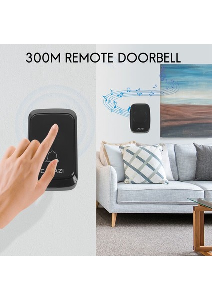 Cacazi Su Geçirmez Kablosuz Kapı Zili Dc Pille Çalışan 300M Uzak LED Yanıp Sönen Hafif Akıllı Ev Kablosuz Kapı Zili (Yurt Dışından) indirimleri