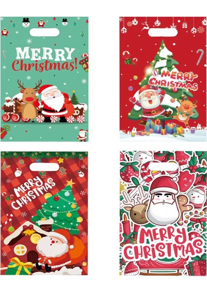 160PCS Noel Şeker Kurabiye Çantası Xmas Noel Baba Çantası Noel Partisi Dekorasyonu Ev Yeni Yıl Ambalaj Çantası (Yurt Dışından)