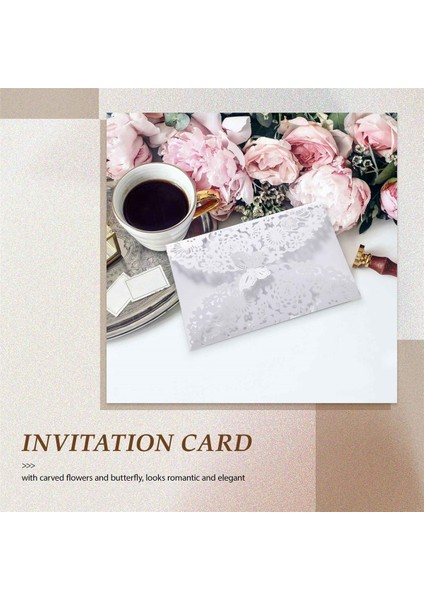 10PCS/SET Hassas Oyma Kelebekler Romantik Düğün Davetiyesi, Düğün Için Zarf Davetiyeleri ： Beyaz (Yurt Dışından) fiyatları