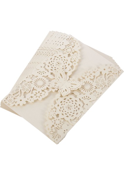 10PCS/SET Narin Oyma Kelebekler Romantik Düğün Davetiyesi, Düğün Için Zarf Davetiyeleri ： Fildişi Beyaz (Yurt Dışından) modelleri