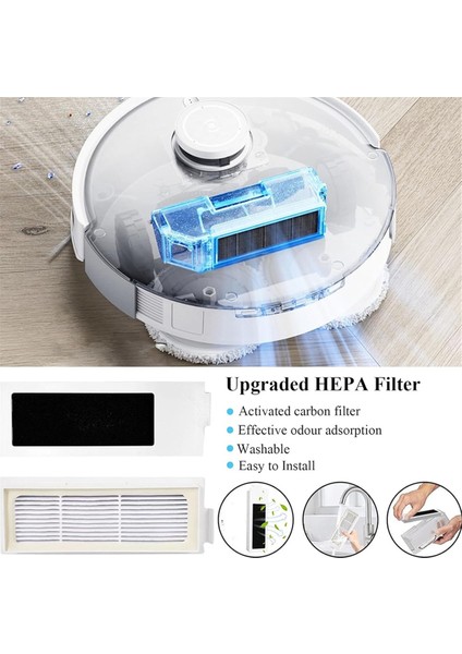 Ecovacs Deebot T20 OMNI/T20/T20E/T20 Pro Aksesuarları Ana Yan Fırça Mop Filtre Filtre Toz Torbası Yedek Parçaları (Yurt Dışından) modelleri