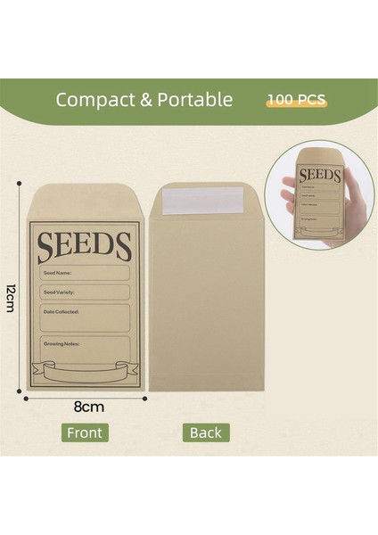 100 Pcs Tohum Paketleri Zarflar: Tohum Depolama Için Küçük Tohum Zarfları Kendi Kendini Sızdırmaz. (Yurt Dışından) fiyatları