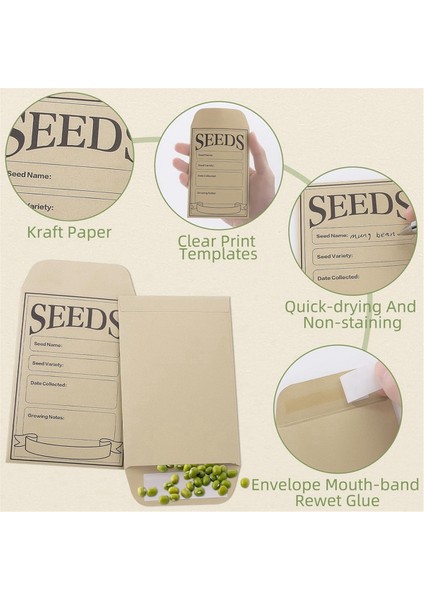 100 Pcs Tohum Paketleri Zarflar: Tohum Depolama Için Küçük Tohum Zarfları Kendi Kendini Sızdırmaz. (Yurt Dışından) modelleri