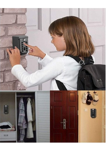 Dış Duvar Montajı Için Anahtar Kilit Kutusu, Anahtar Depolama Kutusu, 10 Haneli Kombinasyon Kilit Kutusu Düğmesi Anahtar Kutusu Ev Için (Yurt Dışından) modelleri