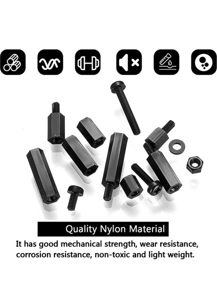 260 Pcs M3 Erkek Kadın Naylon Altı Hex Ara Çıkarma Vidalar Somunlar, Naylon Altı (Yurt Dışından) modelleri