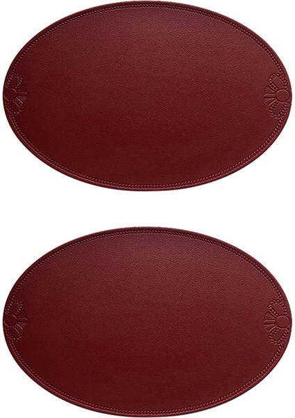 Retro Pu Placemat Avrupa Fransız Tarzı Oval Yalıtım Mats Su Geçirmez ve Yağ Durum Olan Batı Yemek Masası Mat Ev C (Yurt Dışından)