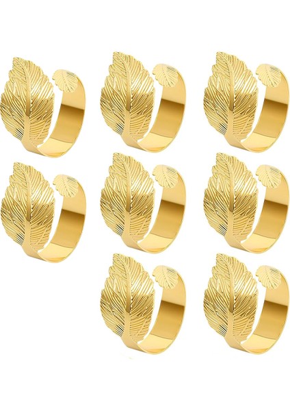 Altın Peçete Yüzükleri Seti 8, Yaprak Dökme Peçete Yüzükleri, Kumaş Peçete Tutucu Yüzük Yemek Masa Süslemeleri Paskalya Düğünleri (Yurt Dışından)