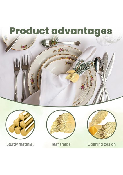 Altın Peçete Yüzükleri Seti 8, Yaprak Dökme Peçete Yüzükleri, Kumaş Peçete Tutucu Yüzük Yemek Masa Süslemeleri Paskalya Düğünleri (Yurt Dışından) fırsatları