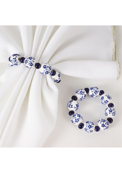 10PCS Etnik Tarzı El Boyaması Mavi Beyaz Boncuklar Peçete Yüzüğü Ana Masa Dekorasyon Peçete Tokası El Çizilmiş Peçete Halka (Yurt Dışından) fırsatları