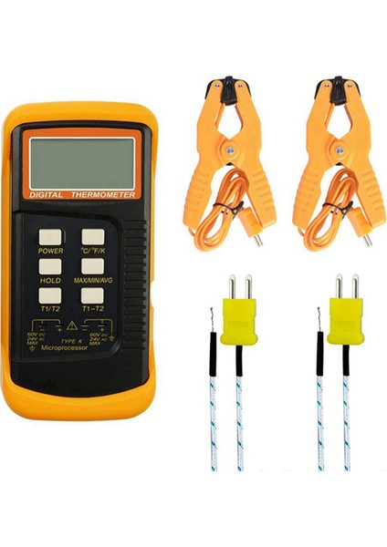 LCD Termokupl Termometresi -50 ° C-1300 ° C K-Tipi Dijital Sıcaklık Ölçer Çift Kanal Probu ° C/° F/k Hızlı Veri Be (Yurt Dışından)