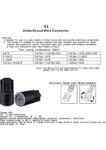 Su Geçirmez Tel Konektörler, Gres Kapağı Dış Mekan Elektrik Tel Kapağı Somunları Düşük Voltajlı Peyzaj Aydınlatması, Siyah (20 Paket) (Yurt Dışından) indirimleri