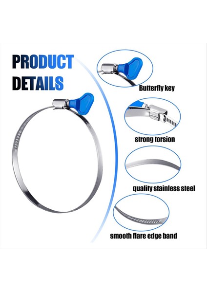 20 Pcs 4 Inç Tuş Hortum Kelepçesi Başparmak Vida Tuşunu Ayarlanabilir Boru Kelepçesi Paslanmaz Çelik Kurutucu Havalandırma Kelepçesi (Yurt Dışından) fiyatları