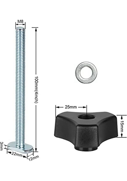 5 Paket M8 T Track Bolts Düğüm Kiti 4 Inç T Yuva Cıvataları Yıkacılarla T Track Aksesuarları Ahşap Işleme Jigleri (Yurt Dışından) fırsatları