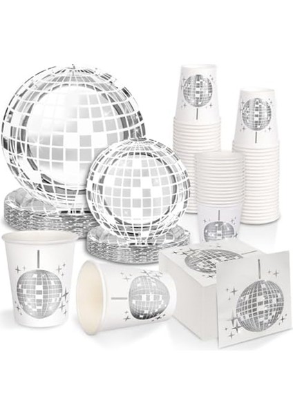Disko Parti Malzemeleri Sofra Takımı Seti Disko Top Yemek Plakası Peçete Çatalı Disko Doğum Günü Rock Dans Müzik Partisi, 150 Adet (Yurt Dışından)