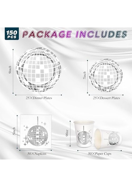 Disko Parti Malzemeleri Sofra Takımı Seti Disko Top Yemek Plakası Peçete Çatalı Disko Doğum Günü Rock Dans Müzik Partisi, 150 Adet (Yurt Dışından) modelleri