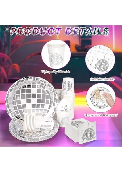 Disko Parti Malzemeleri Sofra Takımı Seti Disko Top Yemek Plakası Peçete Çatalı Disko Doğum Günü Rock Dans Müzik Partisi, 150 Adet (Yurt Dışından) fırsatları