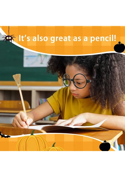 24PREEP Cadı Süpürge Kalem Asa Kalemleri Dövme Çıkartmaları Gözlükleri Yuvarlak Çerçeveli Doğum Günü Teması Parti Için Lensler Yok (Yurt Dışından) modelleri