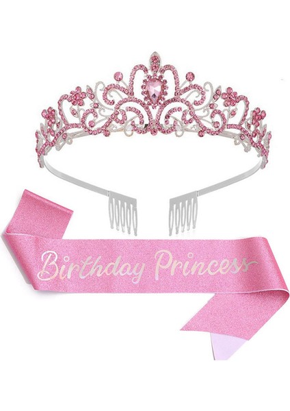 Doğum Günü Kız Tiara Crown Prenses Taç Kadınlar Için Doğum Günü Kümesi Mutlu Yıllar Partisi Malzemeleri Pembe (Yurt Dışından) fiyatları