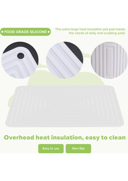 Büyük Silikon Tencere Tutucu Kare Kalın Isı Yalıtım Padi Slip Olmayan Oluklu Mutfak Masası Mat (Beyaz) (Yurt Dışından) indirimleri