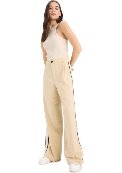 Wide Leg Kumaş Palazzo Pantolon Fermuarlı Normal Bel Standart Boy Geniş Bol Paça E7275AX25SP