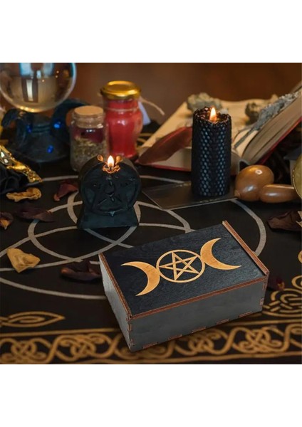 Tarot Kart Kasası Vintage Ahşap Biblo Kutusu Mücevher Kutusu Küçük Ahşap Vintage Çok Işlevli Kutu Tarot Kartı Aksesuarı E (Yurt Dışından) fiyatları