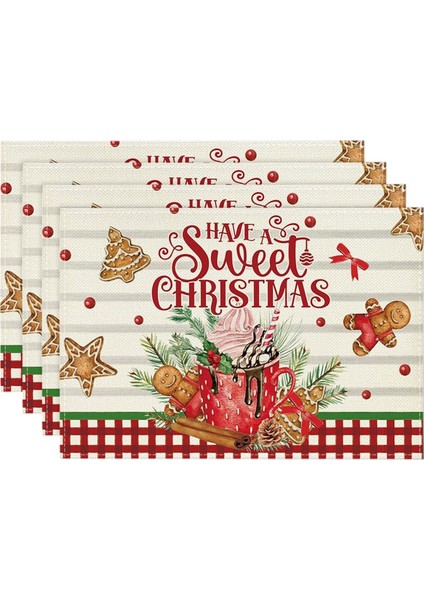 4pcs Noel Ağaçları Kar Pembe Noel Placemats Mutfak Yemek Dekorasyonu Için Kış Masa Paspasları K (Yurt Dışından) indirimleri