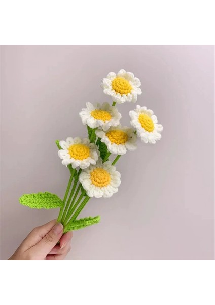 12PCS El Yapımı Daisy Tığ Işi Iplik Kanca Örme Örme Buket Doğum Günü Hediyesi Ev Dekorasyonları Parti Düğün Dekor (Yurt Dışından) modelleri