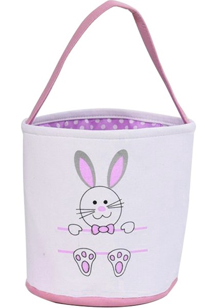 Paskalya Tavşan Sepet Kovaları, Sevimli Kişiselleştirilmiş Tuval Pamuk Tote Çanta Sepet Paskalya Parti Hediyeleri Pembe-Beyaz (Yurt Dışından)