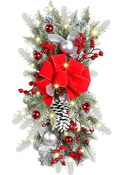 Kablosuz Yardımcı Merdiven Noel Swag, Ön Kapı Için Noel Çelenkleri, Kapalı Açık Kırmızı Için Asılı Süslemeler (Yurt Dışından)