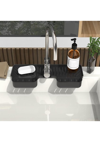 Mutfak Musluk Emici Mat Lavabo Sıçrama Koruyucusu Silikon Drenaj Kurutma Pedi Tezgahı Koruma Tepsisi Siyah (Yurt Dışından) indirimleri