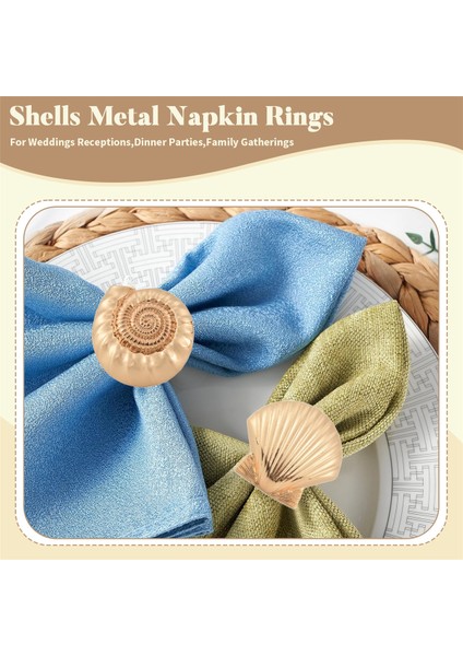 Kıyı Teması Deniz Kabukları Düğün Resepsiyonları, Akşam Yemeği Partileri, Aile Toplantıları, Masa Malzemeleri Için Metal Peçete Yüzükleri (Yurt Dışından) fırsatları