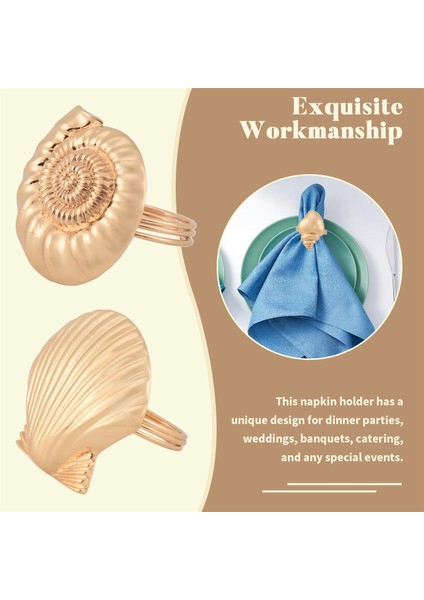 Kıyı Teması Deniz Kabukları Düğün Resepsiyonları, Akşam Yemeği Partileri, Aile Toplantıları, Masa Malzemeleri Için Metal Peçete Yüzükleri (Yurt Dışından) indirimleri