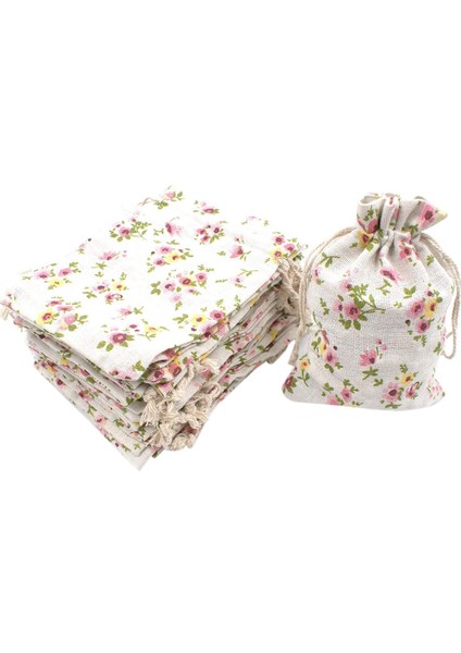 50PCS Çiçek Çuval Bezi Çizim Çantaları, Keten Hediye Çantası Takı Torbaları Noel Düğün Partisi Için Çuvallar, 5.3 x 3,9 Inç (Yurt Dışından)