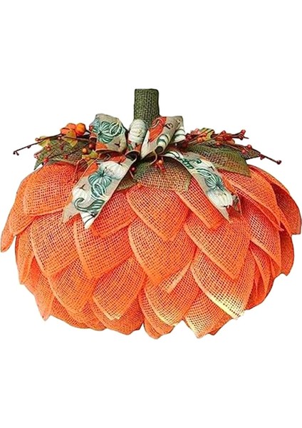 Kabak Çelengi, Sonbahar Çelenk Balkabağı Yay ve Çilek Kabak Çelenk Kapı Dekorasyonları Çuval Bezi Kabak Dekor (Yurt Dışından)